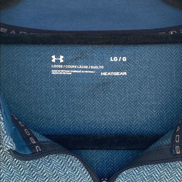 Under Armour Men’s Sz Lrg Teal Green Threadborne Heatgear 1/4 Zip Sweater - Picture 3 of 3